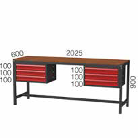 2025X600X900 MM WORKBENCH WITH 3+3 DRAWERS