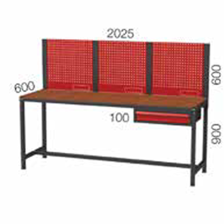 2025X600X900+600 MM WORKBENCH WITH 1 DRAWER AND PEGBOARD