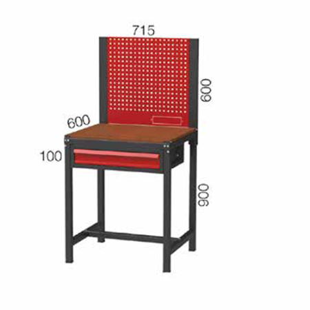 715X600X900+600 MM WORKBENCH WITH 1 DRAWER AND PEGBOARD