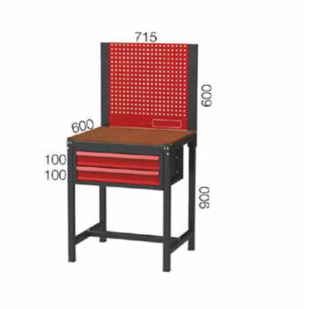 715X600X900+600 MM WORKBENCH WITH 2 DRAWERS AND PEGBOARD